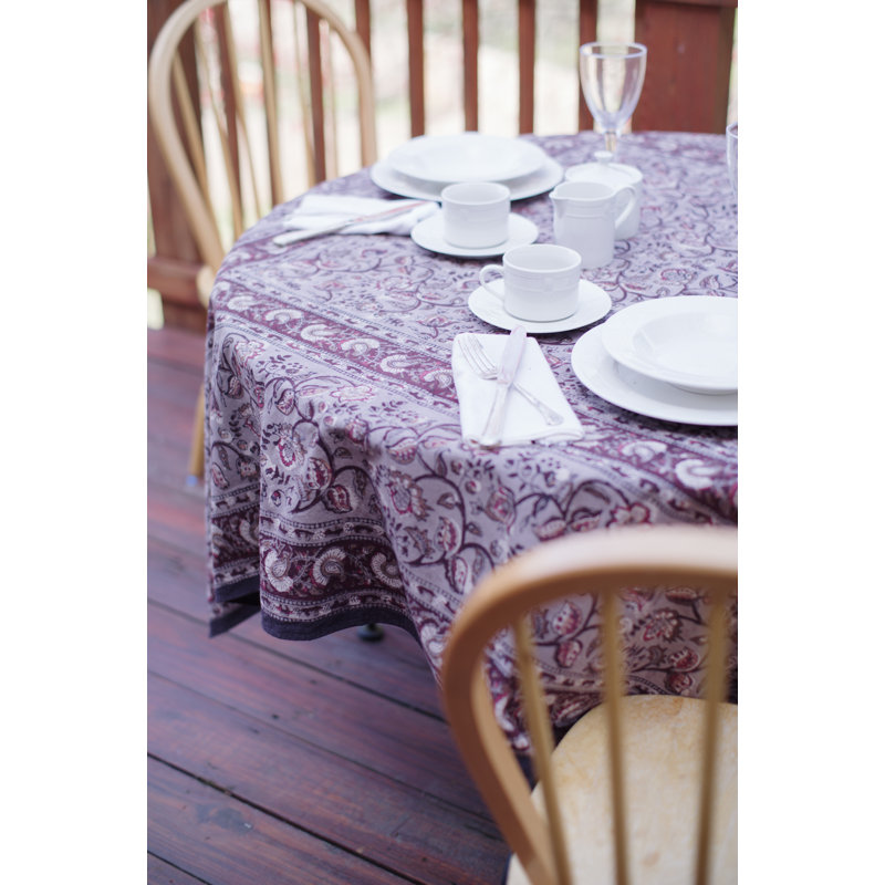 Earth Dabu Tablecloth, 72" W Round