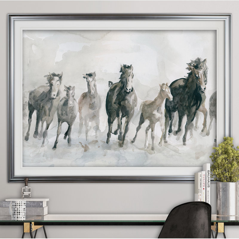 « running wild », reproduction de peinture à l’acrylique encadrée, Argent, H 20 po x l 24 po x P 1,5 po