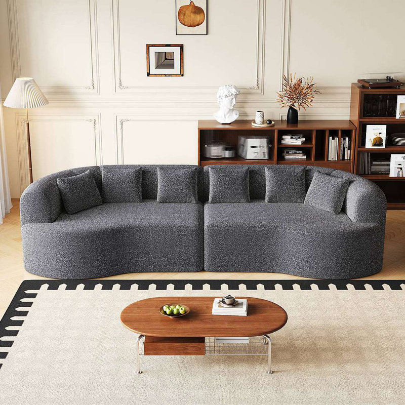 Canapé modulaire incurvé surdimensionné, 106,3 pouces, très grand canapé moderne sans os avec 6 coussins en chenille et mousse à mémoire de forme à assise profonde