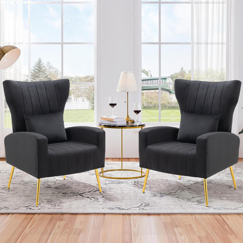 Upholstered velvet armchair, Noir