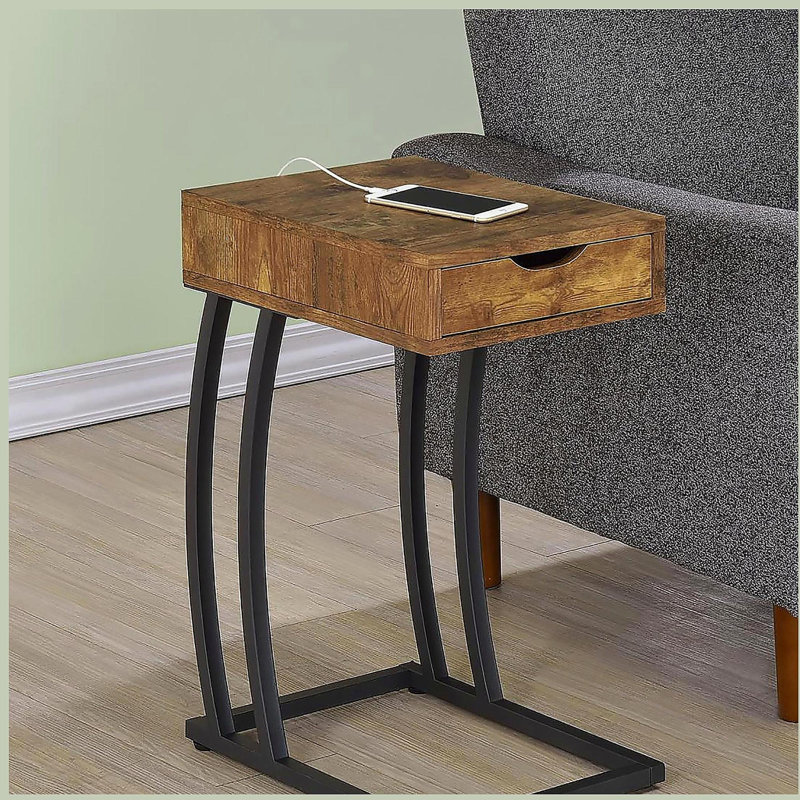 Table d'appoint antique muscade et bronze industriel, Brun