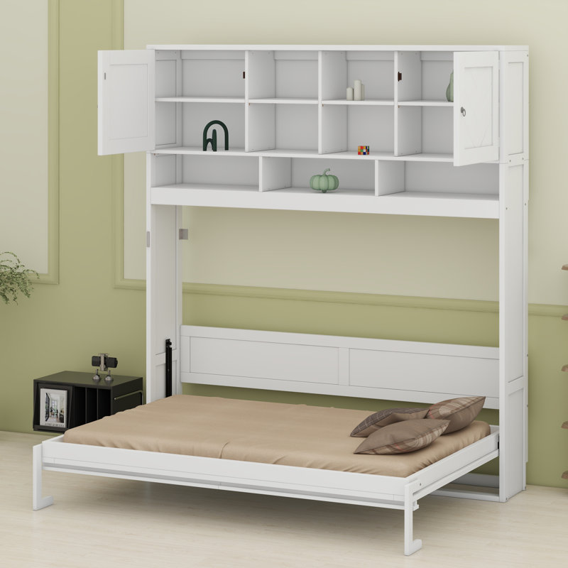 Lit escamotable peu encombrant avec rangement intégré et motifs à chevrons