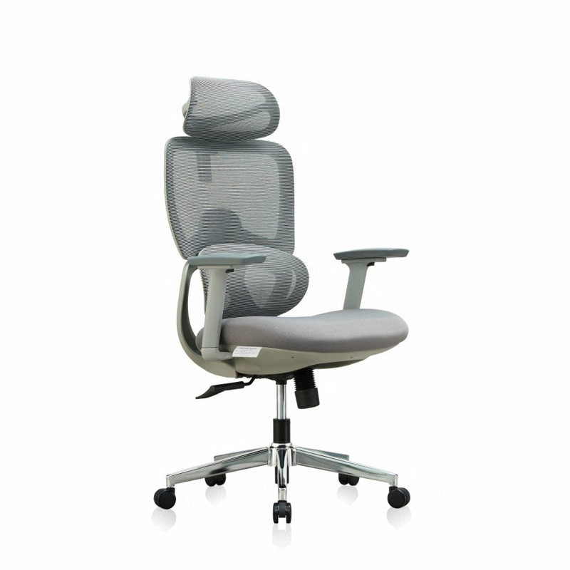 Polyester Office Chair with Headrest, Grey