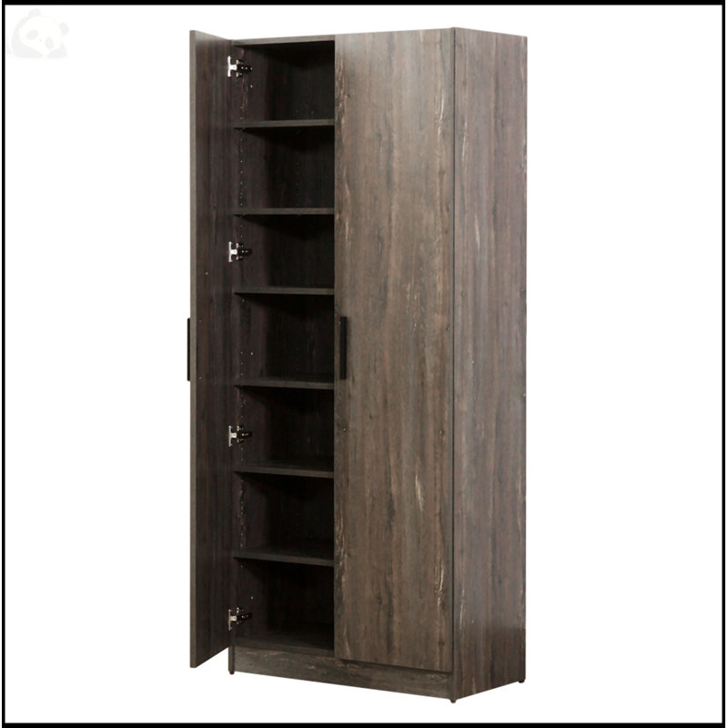 Farmhouse Shoe Cabinet with Six Shelves , Rustic Gray