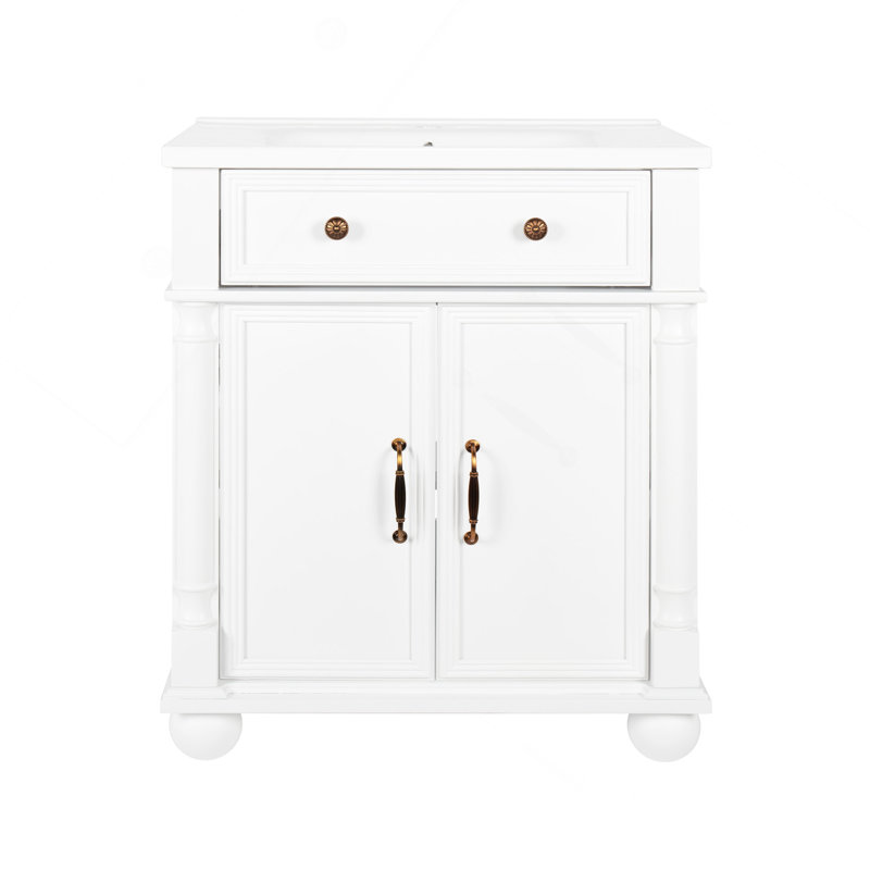 27.8" Bathroom Cabinet, Only Cabinet, White, White