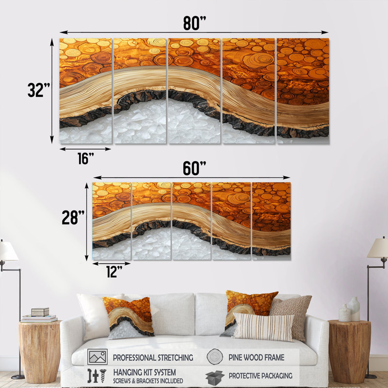 Or de la rivière Amber Nord I - Art mural forêt - Art mural traditionnel, H 28 po x l 60 po, 5