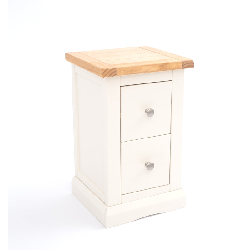 Pharsalia 35cm W Plywood / Laminate Board Bedside Table, Off-White, Chrome Knob