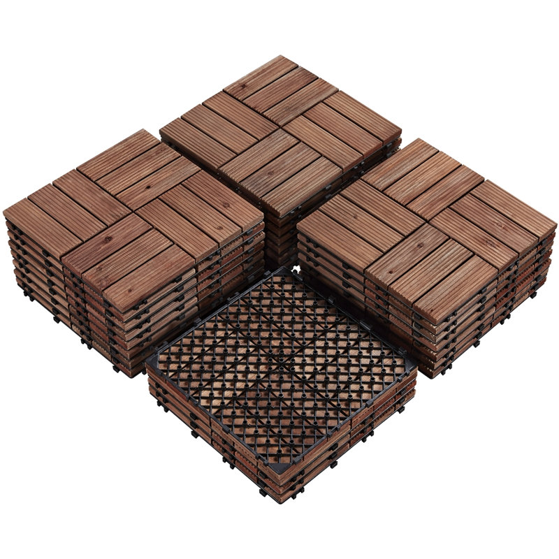 Carreau de terrasse en bois antidérapant Supernova 12 po x 12 po, Brun