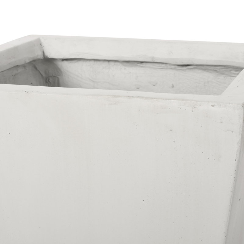 Petit pot à fleurs en pierre de 13 po blanc mat - élégant pour la décoration extérieure, Blanc