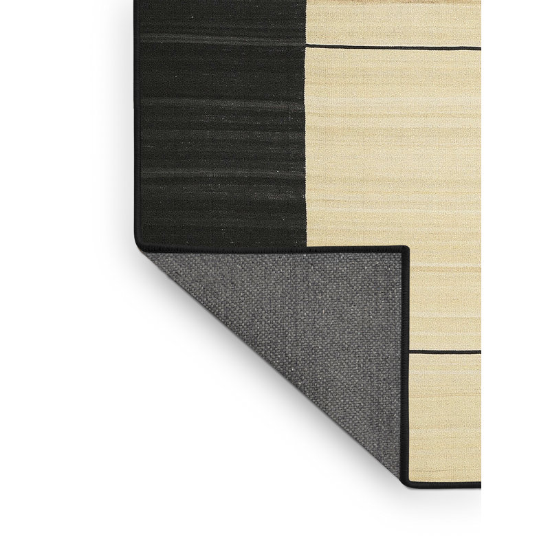 Tapis noir/beige contemporain, Rectangle 5 pi x 8 pi