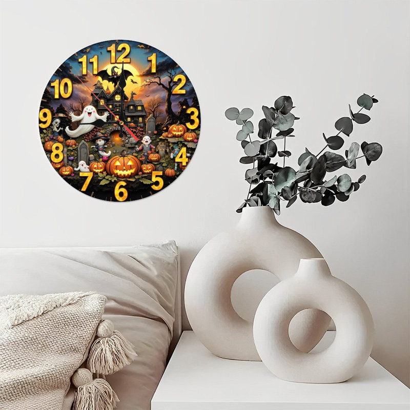 Horloge d'Halloween citrouilles fantômes de maison hantée