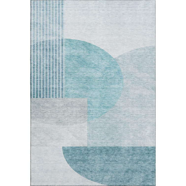 Premium Machine Washable Prisco Teal Rug