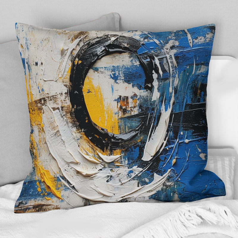 Coussin Cubist Fusion bleu et blanc