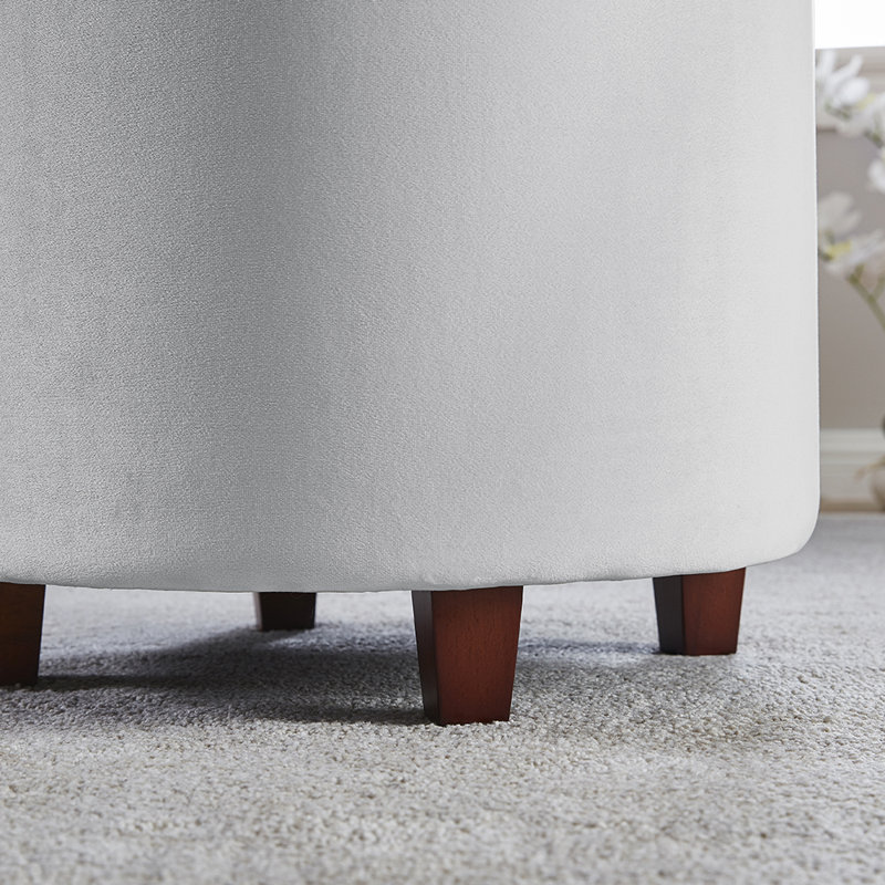 Crompton Upholstered Ottoman, Silver Velvet