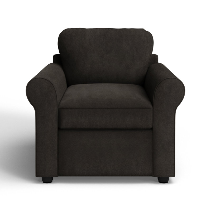 Warrington Upholstered Armchair, Nave Charcoal Performance Distressed Velvet