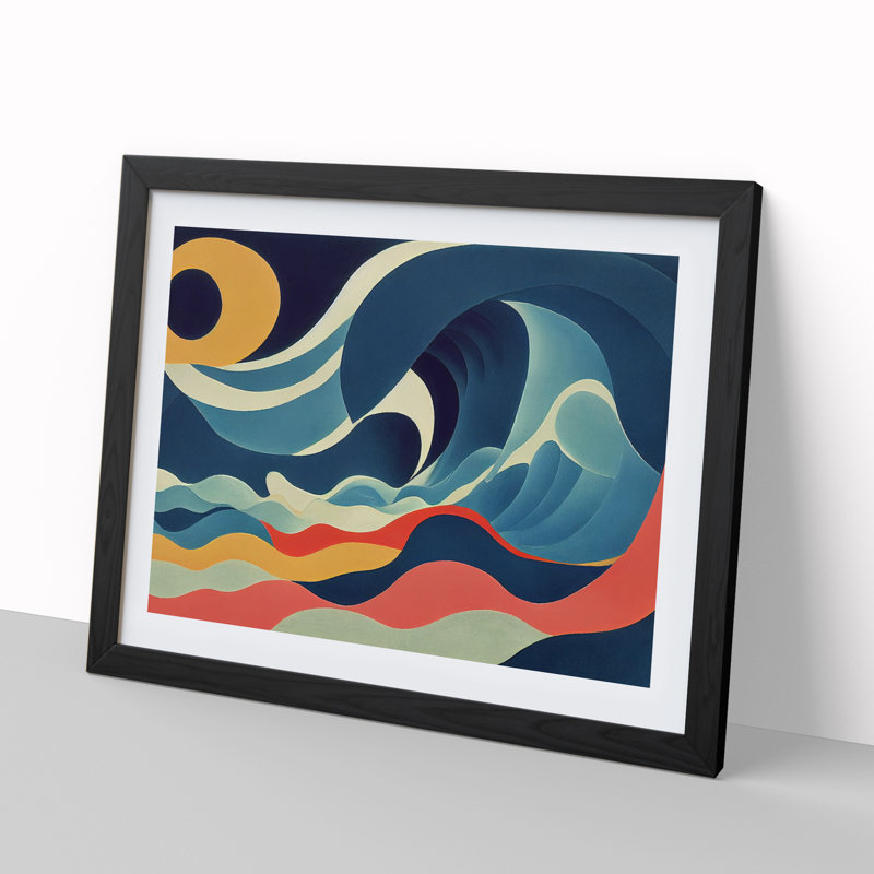 Abstract Ocean Wave Vol.1 - Framed Print, Black, 46cm H x 64cm W x 2cm D