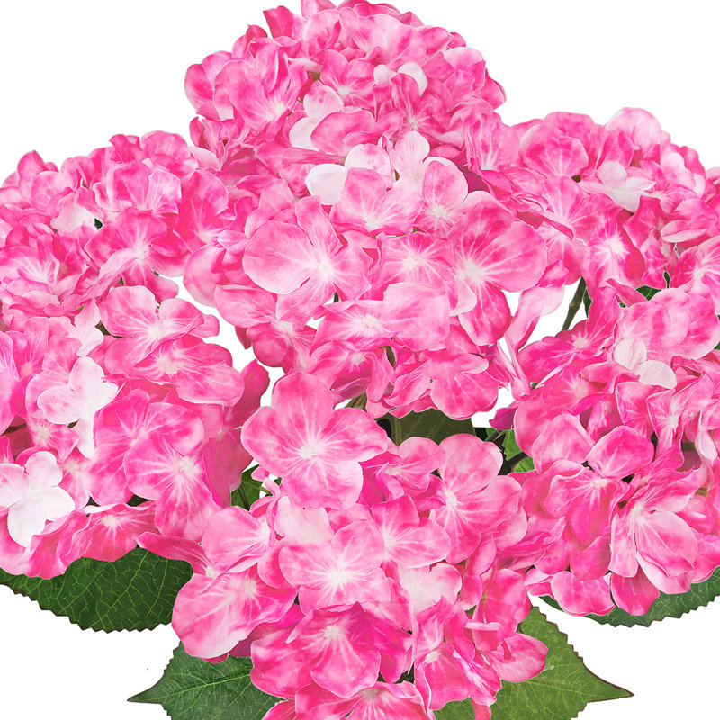 Artificial Hydrangea Flower Stem, Hot Pink