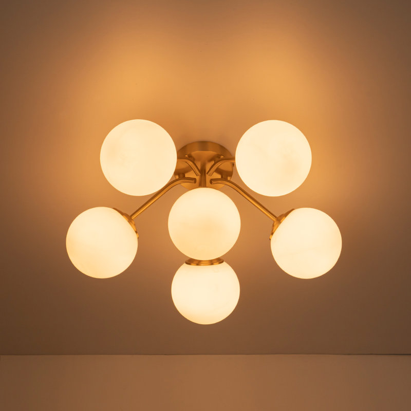 Plafonnier semi-encastré Honniball, Doré, Six lumières