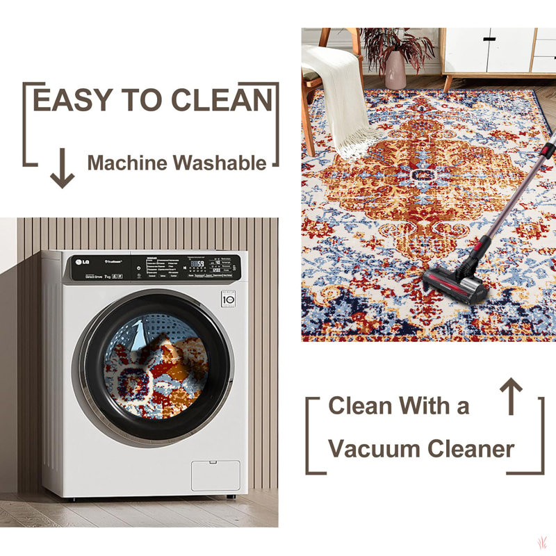 Area Rug Vintage Bohemia Large Persian Non-Slip Washable Rug For Living Room Kitchen Bedroom Living Room, Rectangle 5' x 7'