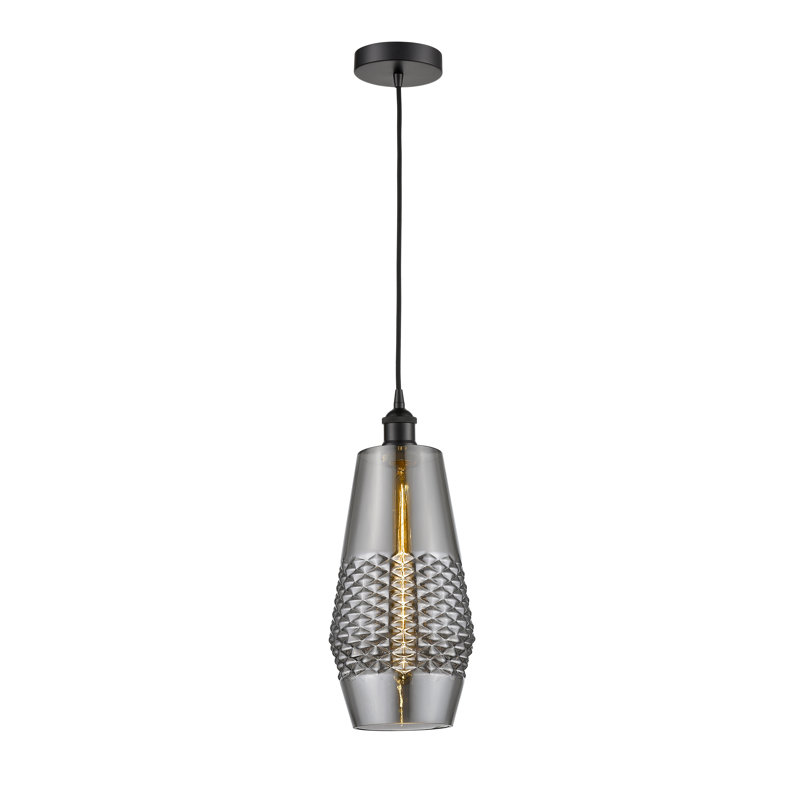Luminaire suspendu géométrique 1 lumière Latoniah, Noir mat