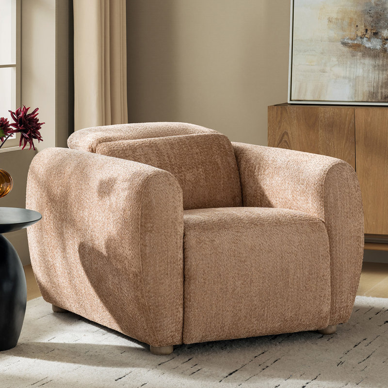 Fauteuil inclinable électrique Aegean Modern Chenille avec double moteur et accoudoirs couverts, Sable