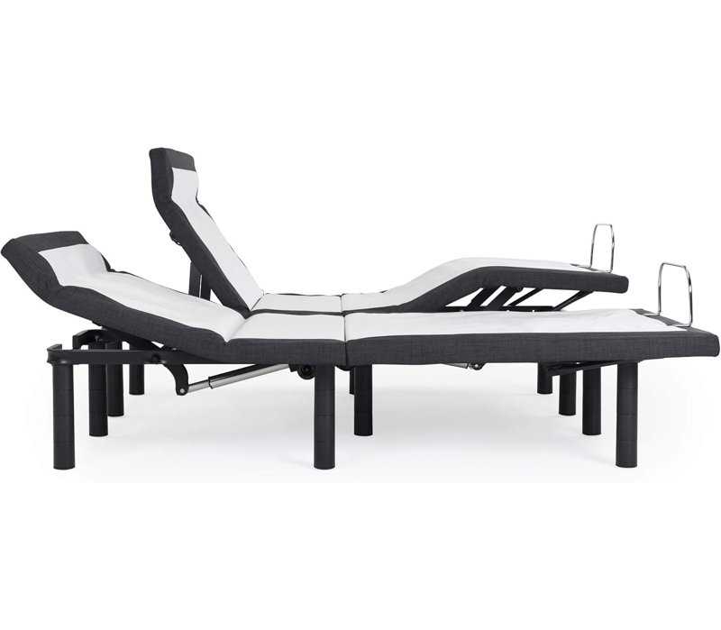 Base de lit réglable de 15 pouces avec inclinaison de l'oreiller, massable, contrôle sans fil, ports de charge USB