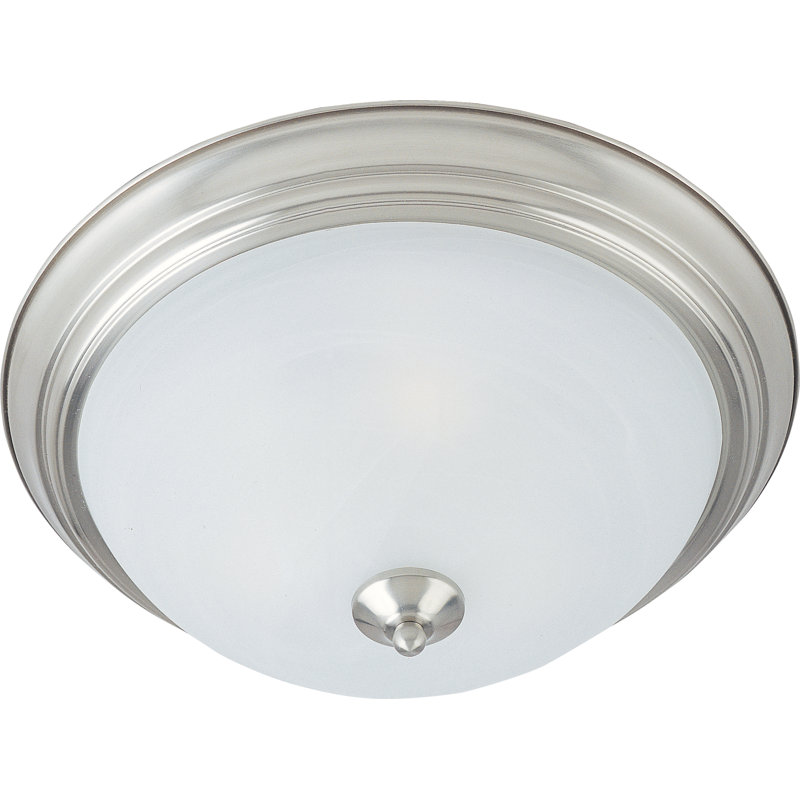Atterbury Flush Mount, Marble/Satin Nickel, 6" H x 11.5" W