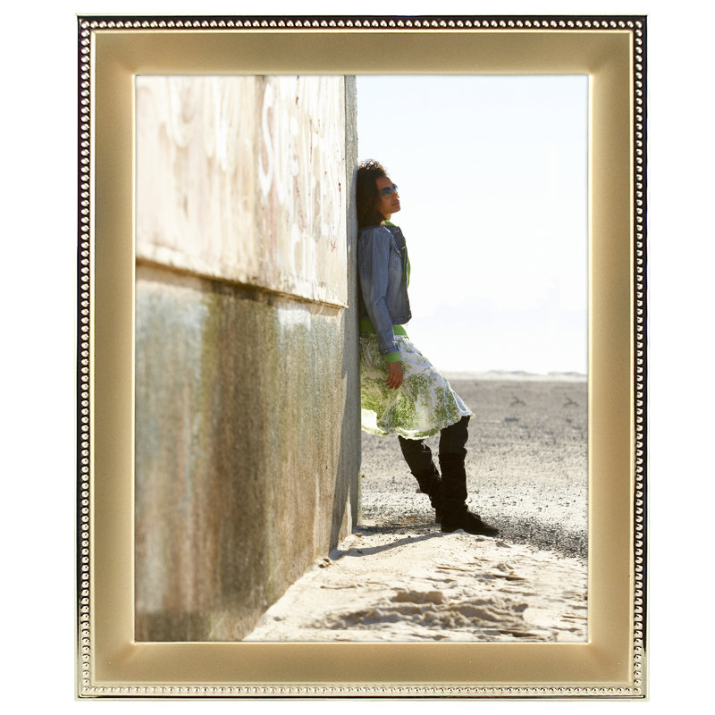 Alfs Metal Beaded Picture Frame, 8" x 10", Gold