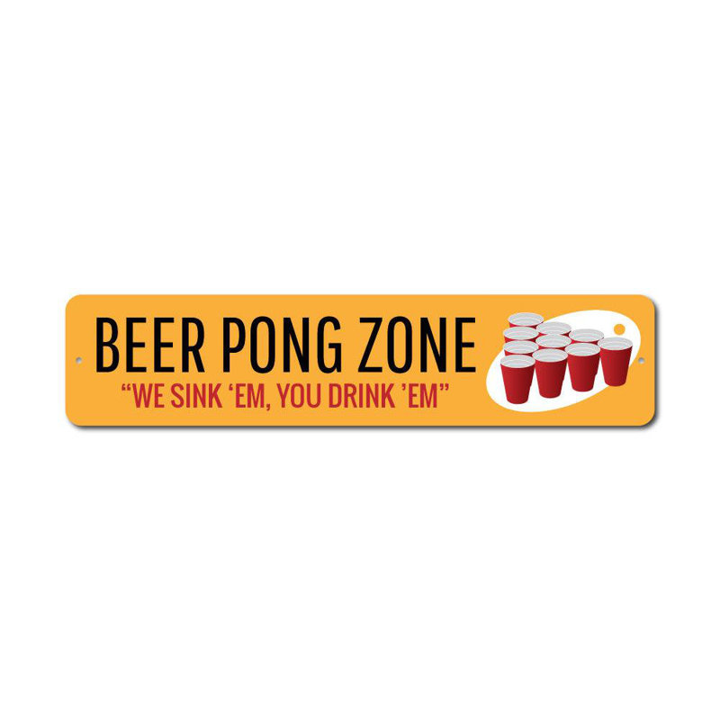 Plaque en aluminium Beer Pong, H 4 po x l 18 po x P 0,04 po