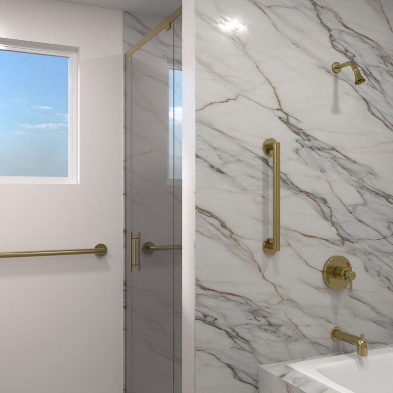 MITER 24 in. x 1.25 in. Grab Bar, ADA Compliant for Bath and Shower Safety (500 lb. Capacity) in Brushed Gold, 24