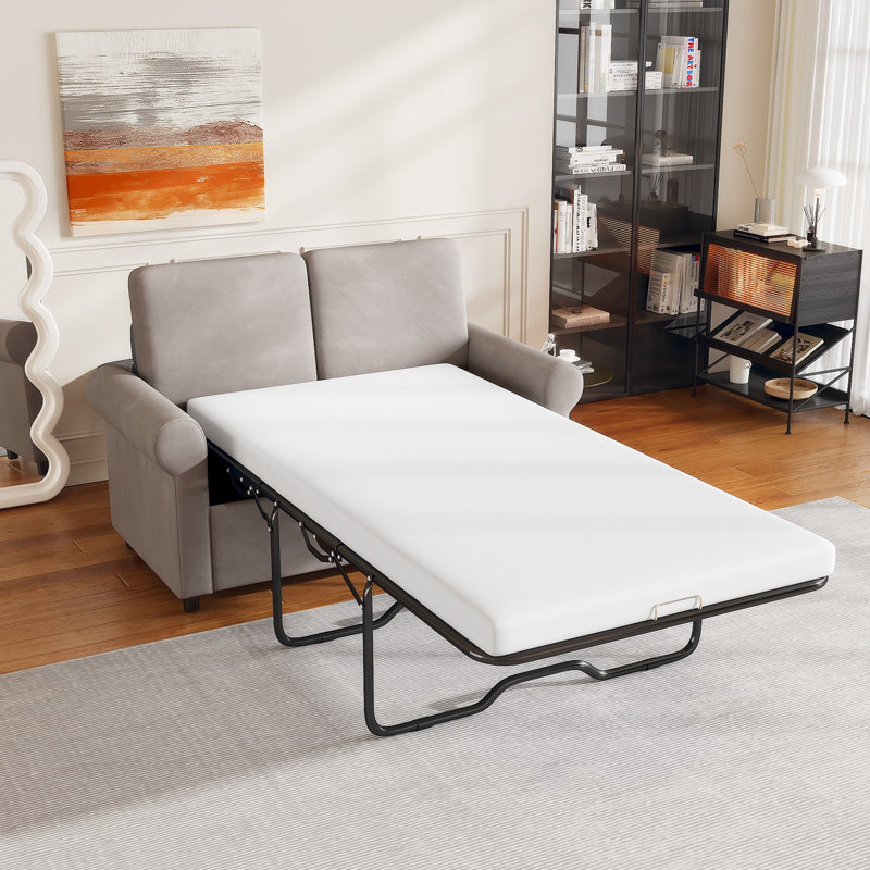 Canapé-lit escamotable avec canapé-lit et matelas simple, Velours gris clair