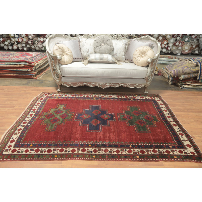 Tapis à motif de légumes oriental tribal pré-1900 5 x 7