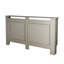 Cache-radiateur en MDF, 172 cm (L) × 19 cm (P) × 82 cm (H), finition laquée à base d'eau, pièce unique, façade perforée décorative avec tablette supérieure, gris pâle-136331437-136331438