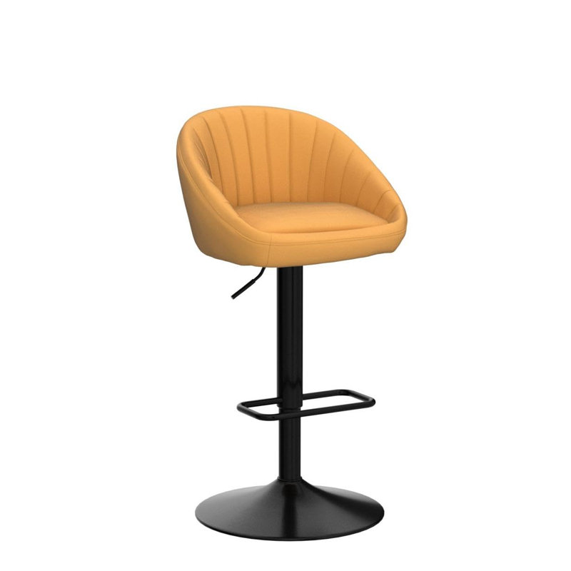 Collinsville Upholstered Adjustable Height Counter Stool with Metal Frame, Yellow