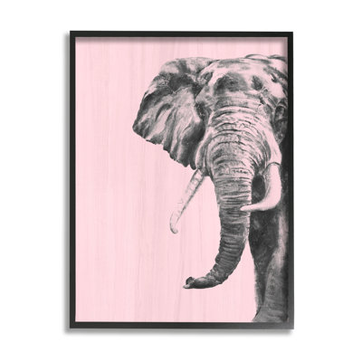 26_Simple éléphant, grand animal de safari à motif de safari sur toile rose par Patricia Pinto