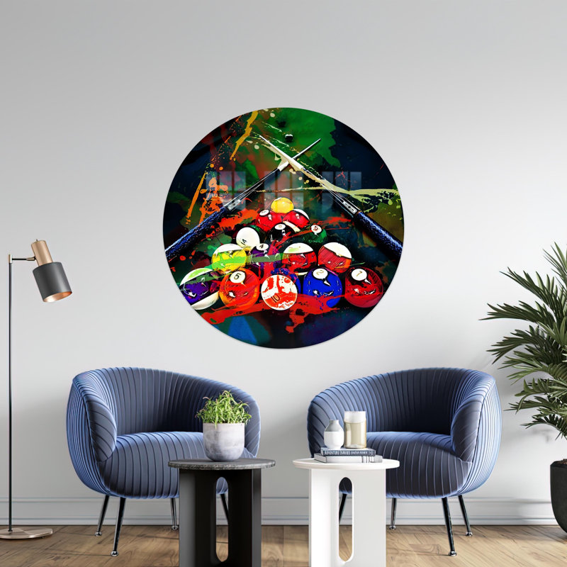 Élégant art en verre moderne avec billard pour décoration murale tendance, idéal pour le salon ou la salle de jeux