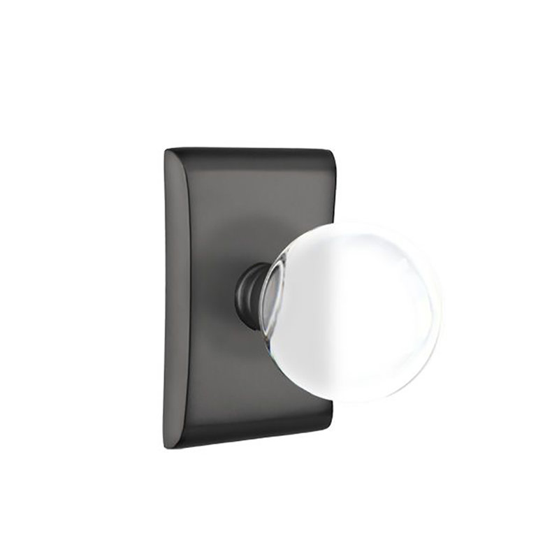 Ensemble de boutons de passage Emtek avec rosette Neos et bouton en verre Bristol, Dos plat