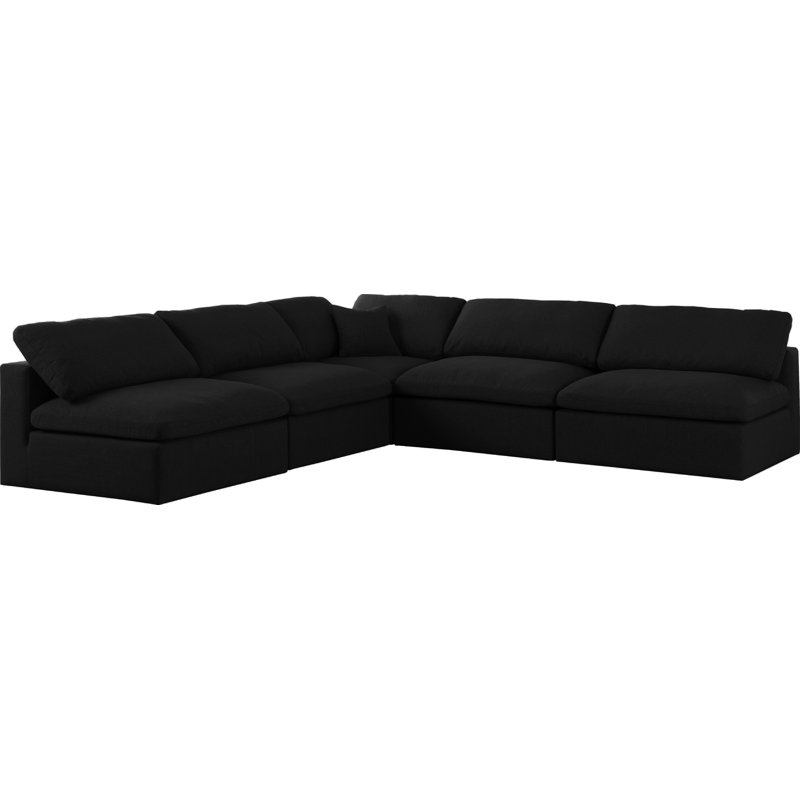 Canapé modulaire de coin symétrique 118 po Burrows, Tissu texturé en lin noir