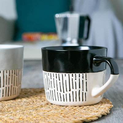 Dipped Dash Set of 6 Ceramic Coffee Mugs Set Dishwasher & Microwave Safe