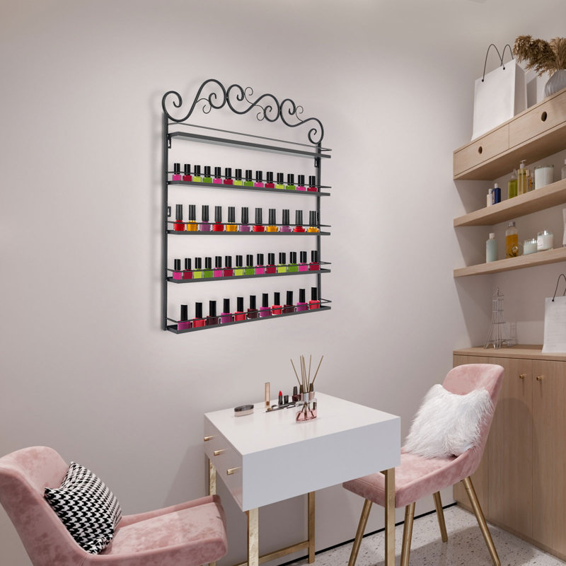 Support à vernis à ongles mural à 5 niveaux pour bouteilles de vernis et d'huiles essentielles, présentoir noir