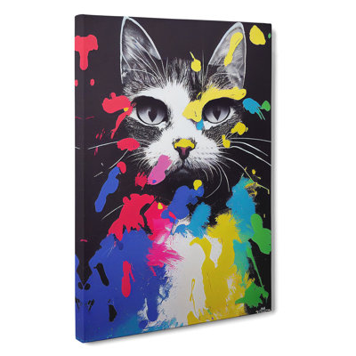 Paint Splat Cat No.2 - Wrapped Canvas