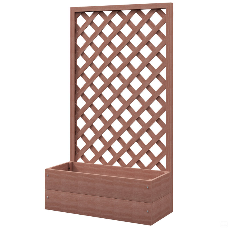 Lit de jardin surélevé avec treillis, pot à fleurs en bois avec lacet autodrainant, pot à treillis autoportant