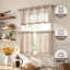 Rideaux et cantonnière de cuisine en lin taupe, à œillets. Aspect lin texturé, filtre la lumière du soleil, préserve l'intimité, style champêtre.-265087242-265087244