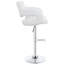 Tabouret de bar réglable à finition blanche, rembourré pour une assise lisse, base piédestal, salle à manger à dossier ouvert