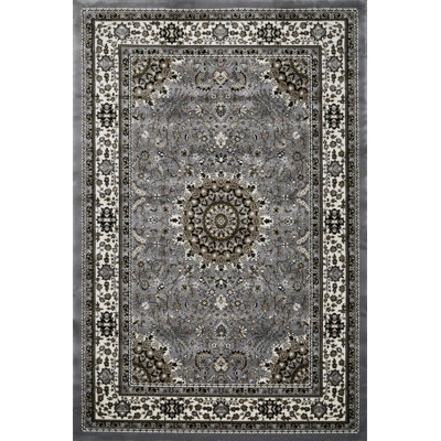 Sutphin Collection Floral Transitional Area Rug, Gray and White