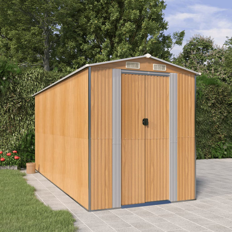  Remise de rangement traditionnelle en acier, Marron clair, L 75,6 po x P 205,9 po