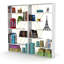 Bibliothèque blanche / jaune à 6 tablettes, structure en bois industriel pour le bureau et les espaces de vie-120649837