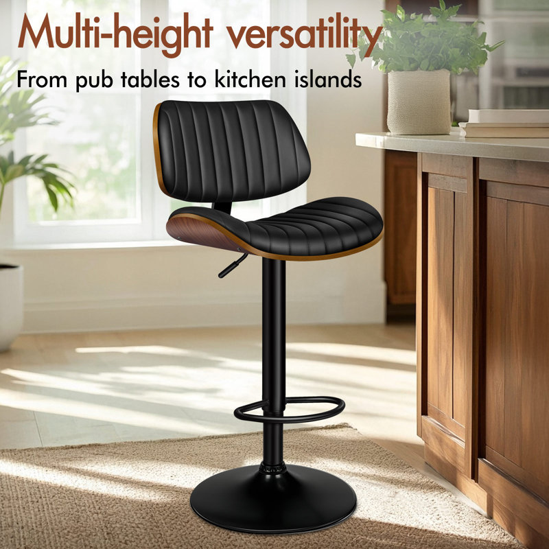 1x Swivel Bentwood Bar Stool, Black