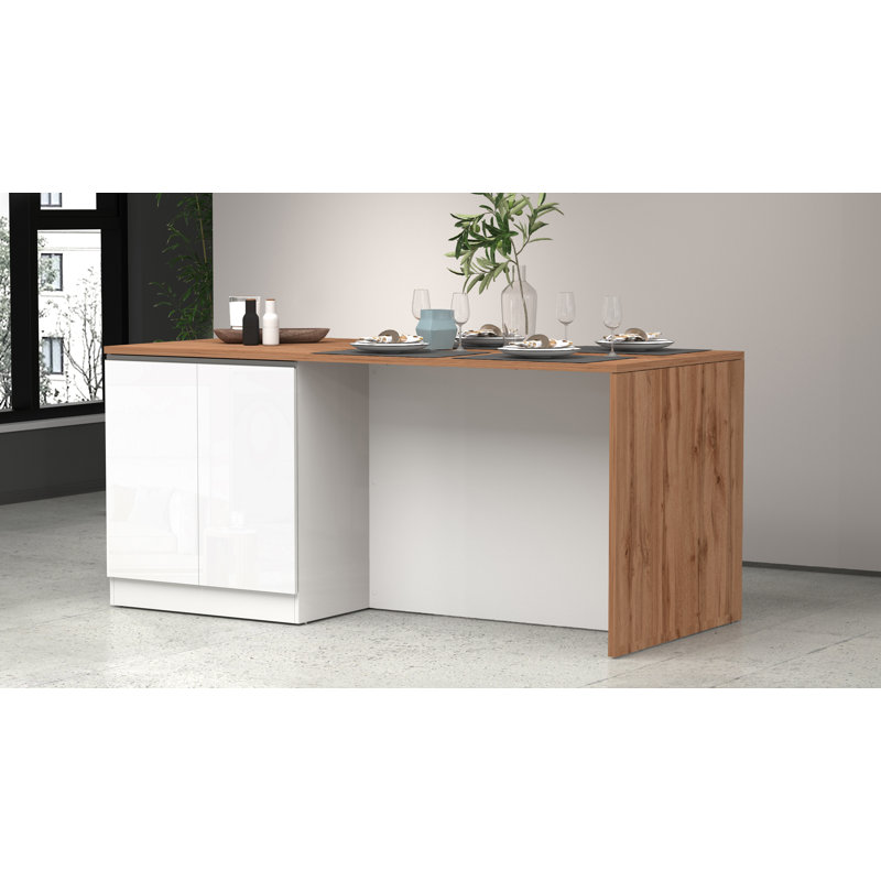 Sadrac Wood Kitchen Island, White/Oak