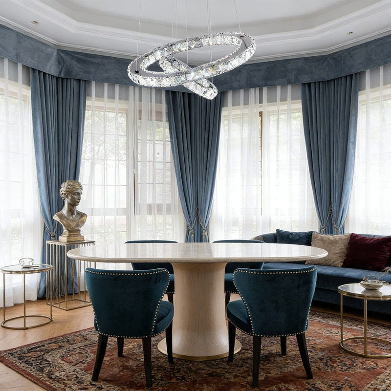 Lustre en cristal moderne avec télécommande, luminaire suspendu à DEL à intensité variable pour salle à manger, salon, vestibule et chambre à coucher